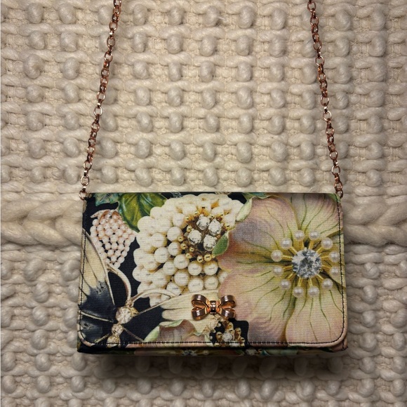 Ted Baker Handbags - Ted Baker Gem Gardens Bow Black Rose Gold Purse with Removable Strap